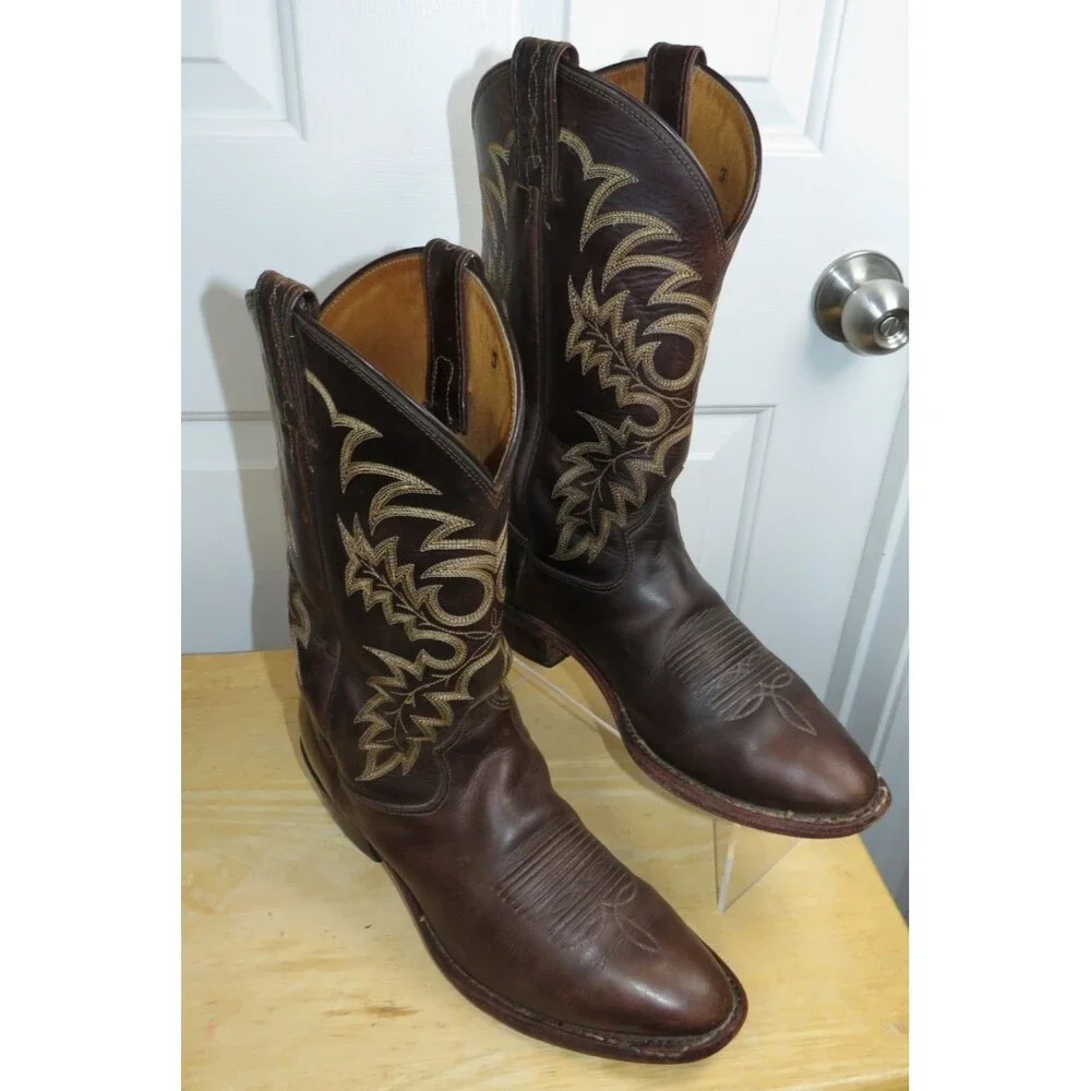 Tony Lama 7902 Segar Americana Brown Leather Cowboy Western Boots Men’s 9.5 D